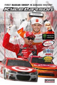 Larson won a double header this weekend, taking the trophy at both XFINITY and MONSTER CUPS! Congrats Kyle and CGR!!