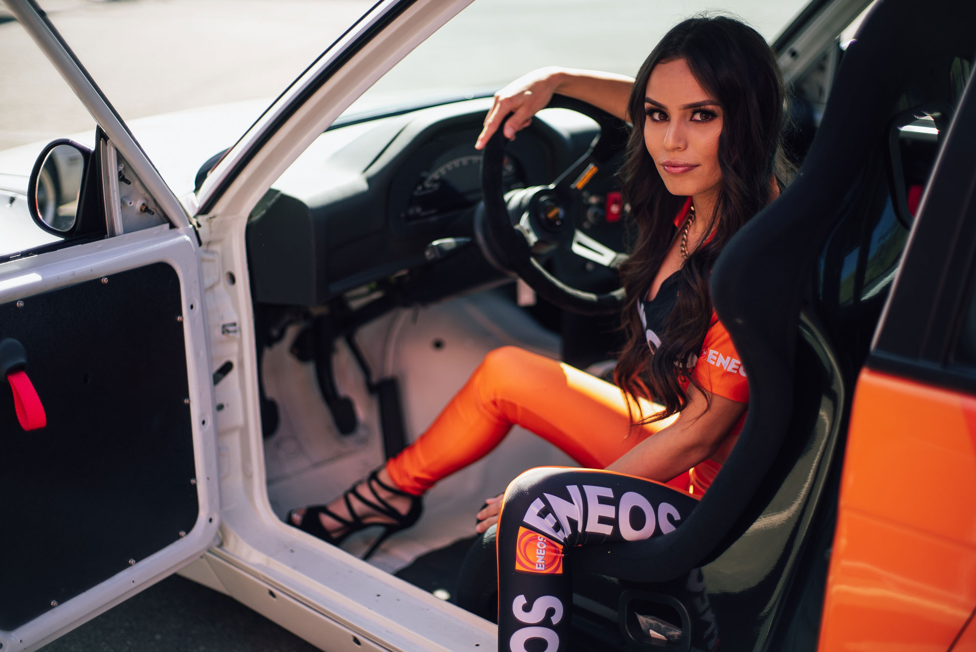 ENEOS girl in drivers seat