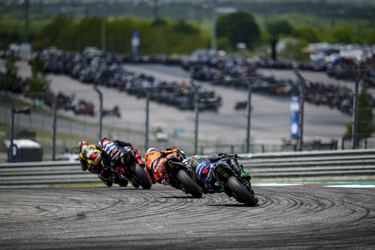 Four MotoGP Racers Turning on Track