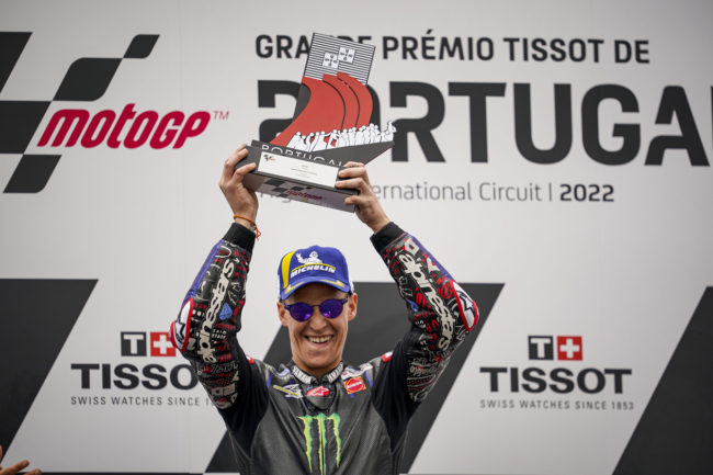 Fabio Quartararo Holding Trophy