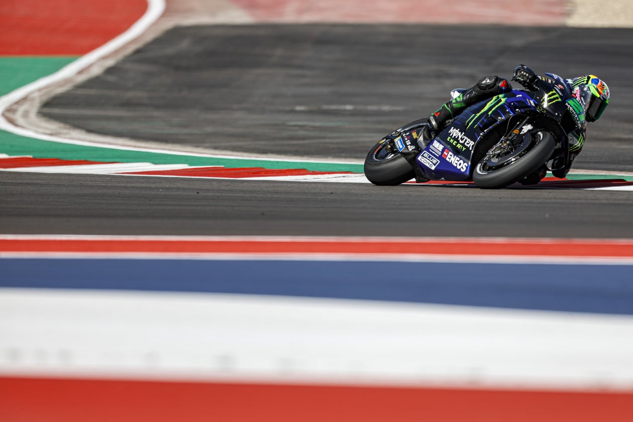Monster Energy Yamaha MotoGP Racer Turning On Track Monster Energy Yamaha MotoGP Racer Turning On Track