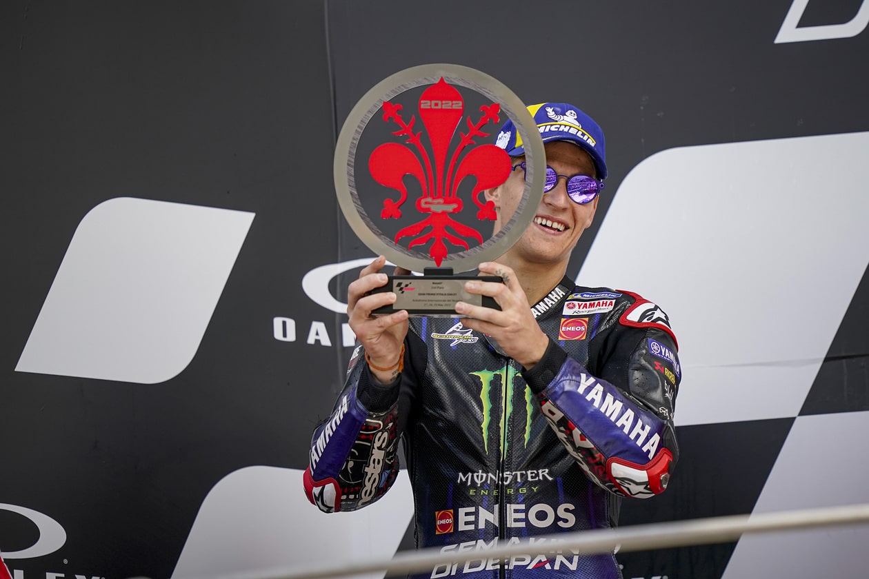Quartararo holding trophy Quartararo holding trophy