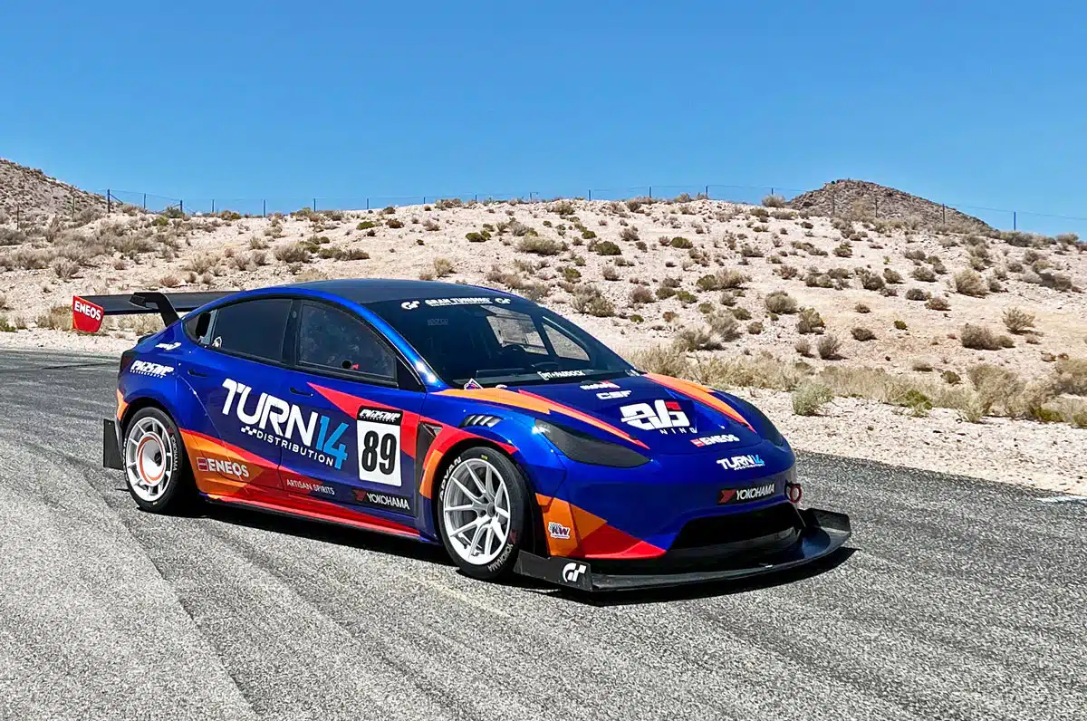 Pikes Peak racing car on the street side view