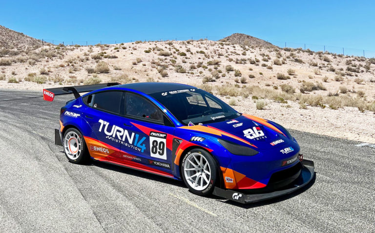 Pikes Peak racing car on the street three quarters view