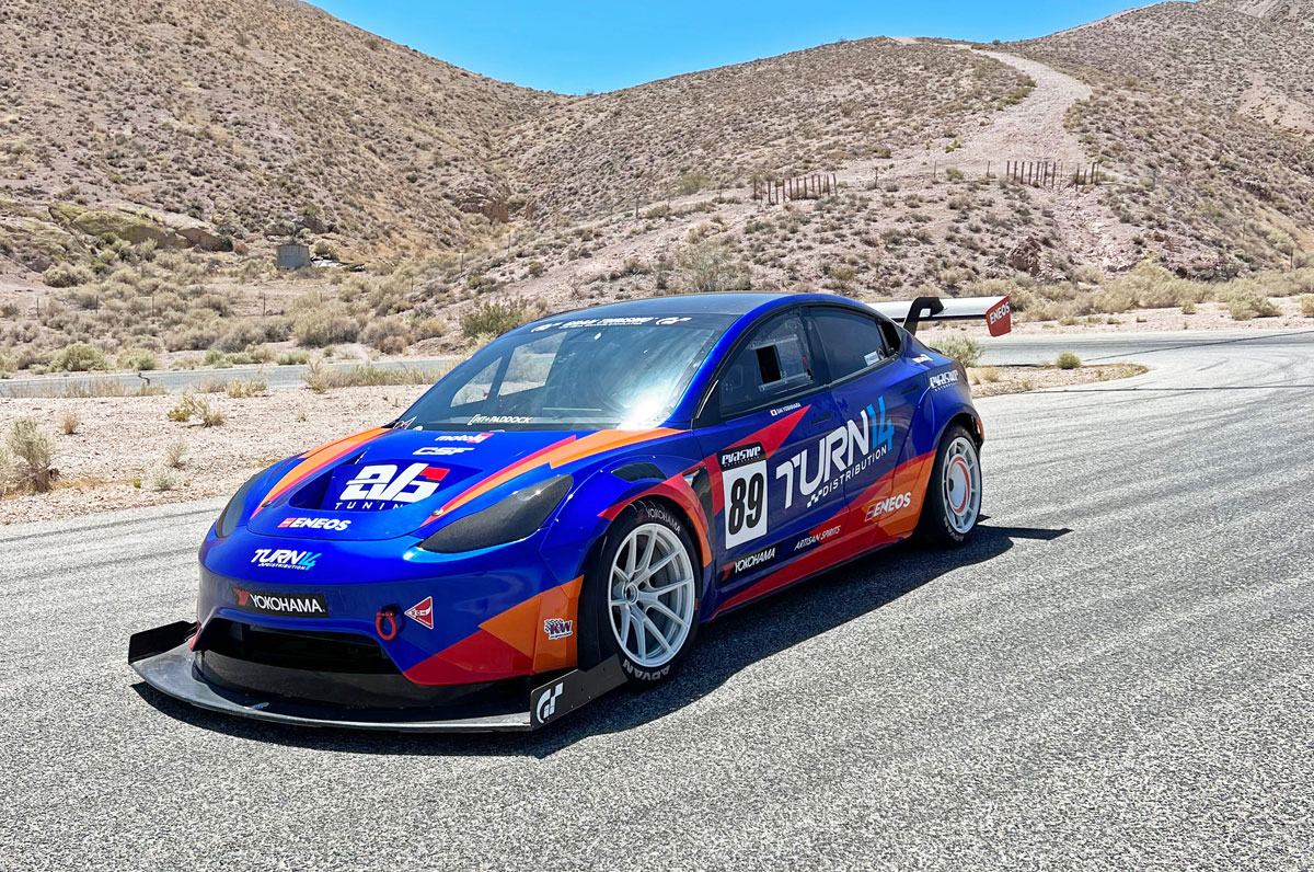 Pikes Peak racing car on the street front view