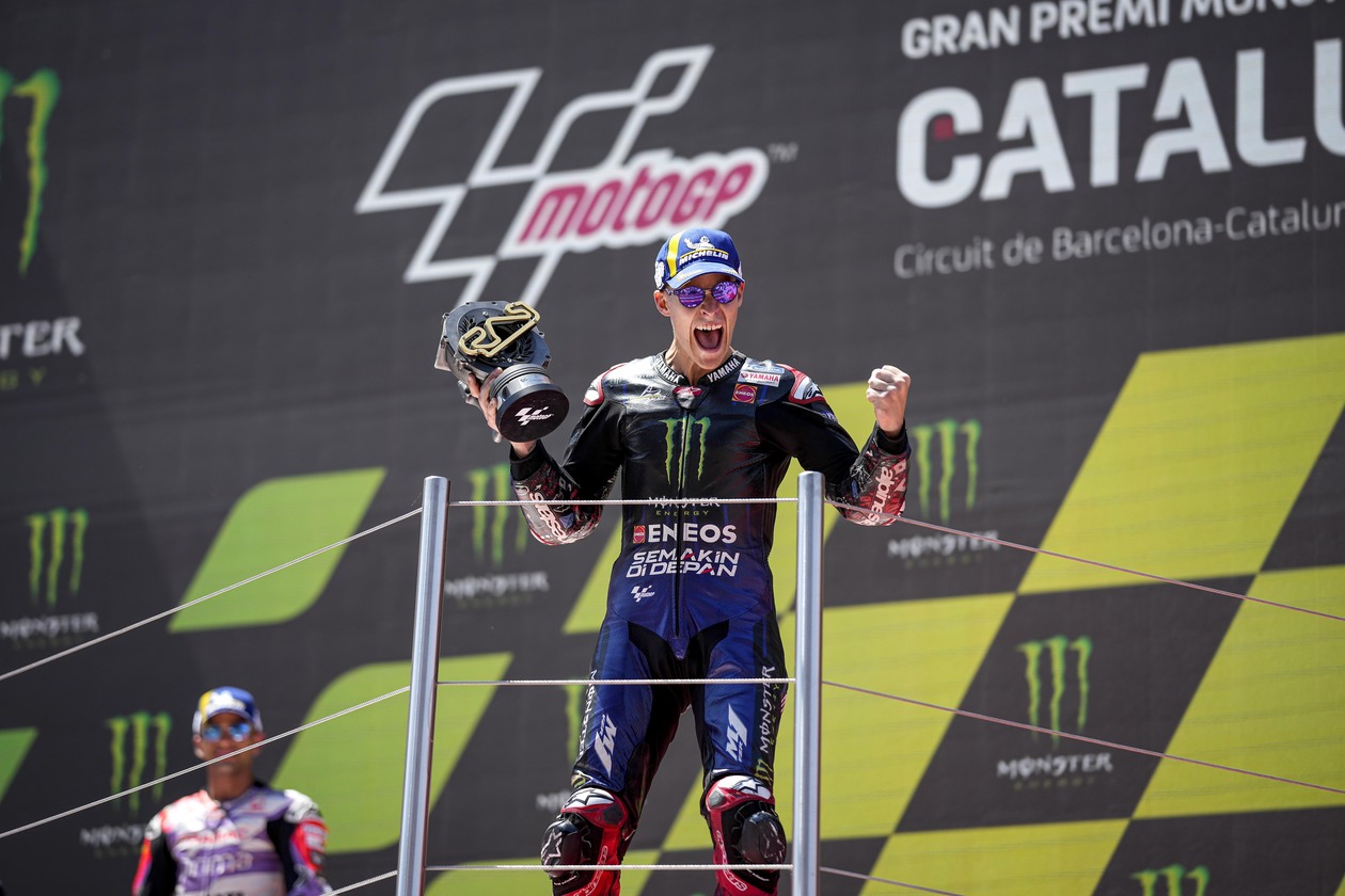 Quartararo with trophy at Barcelona MotoGP