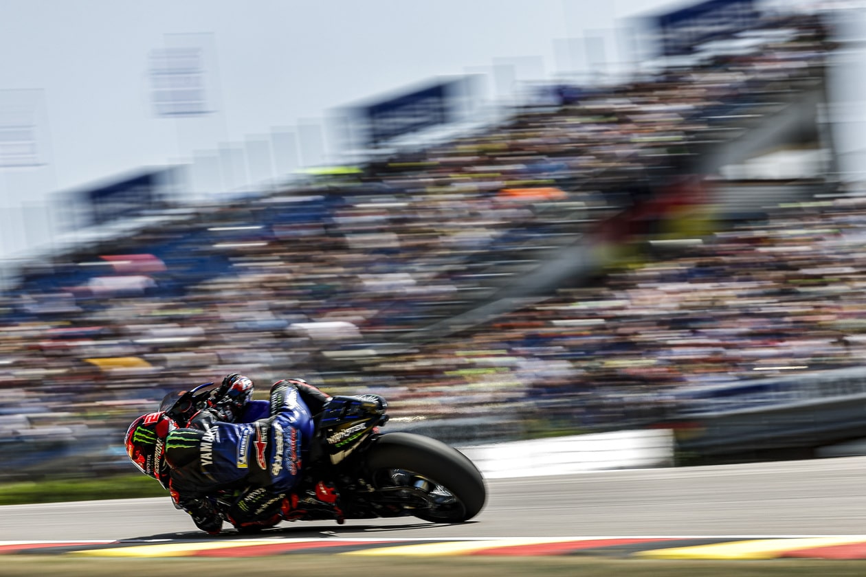 Rider making tight turn on track