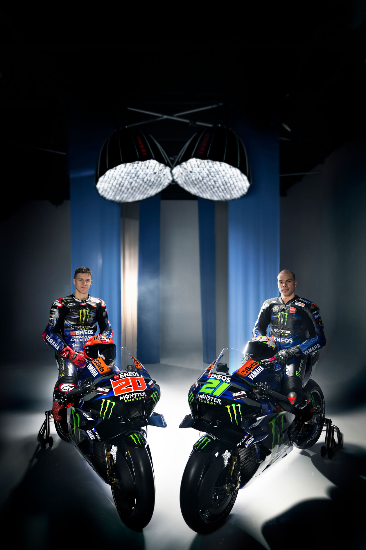 Team Livery members on bikes with spotlights