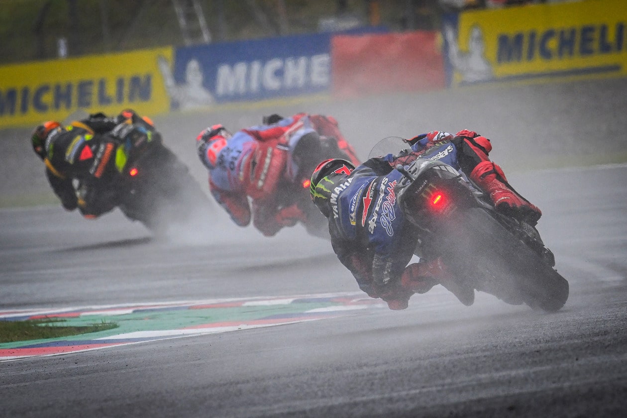 Three MotoGP Racers on Track