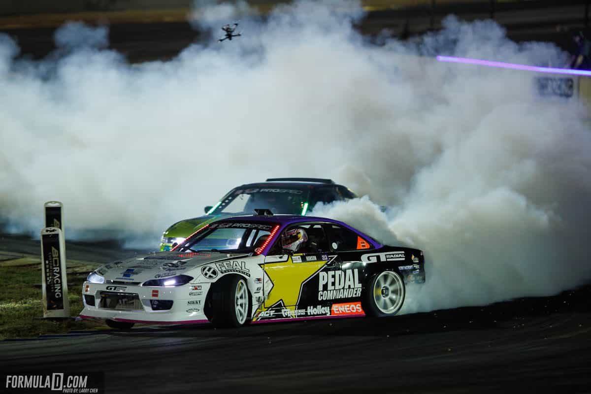 Formula DRIFT racers on track