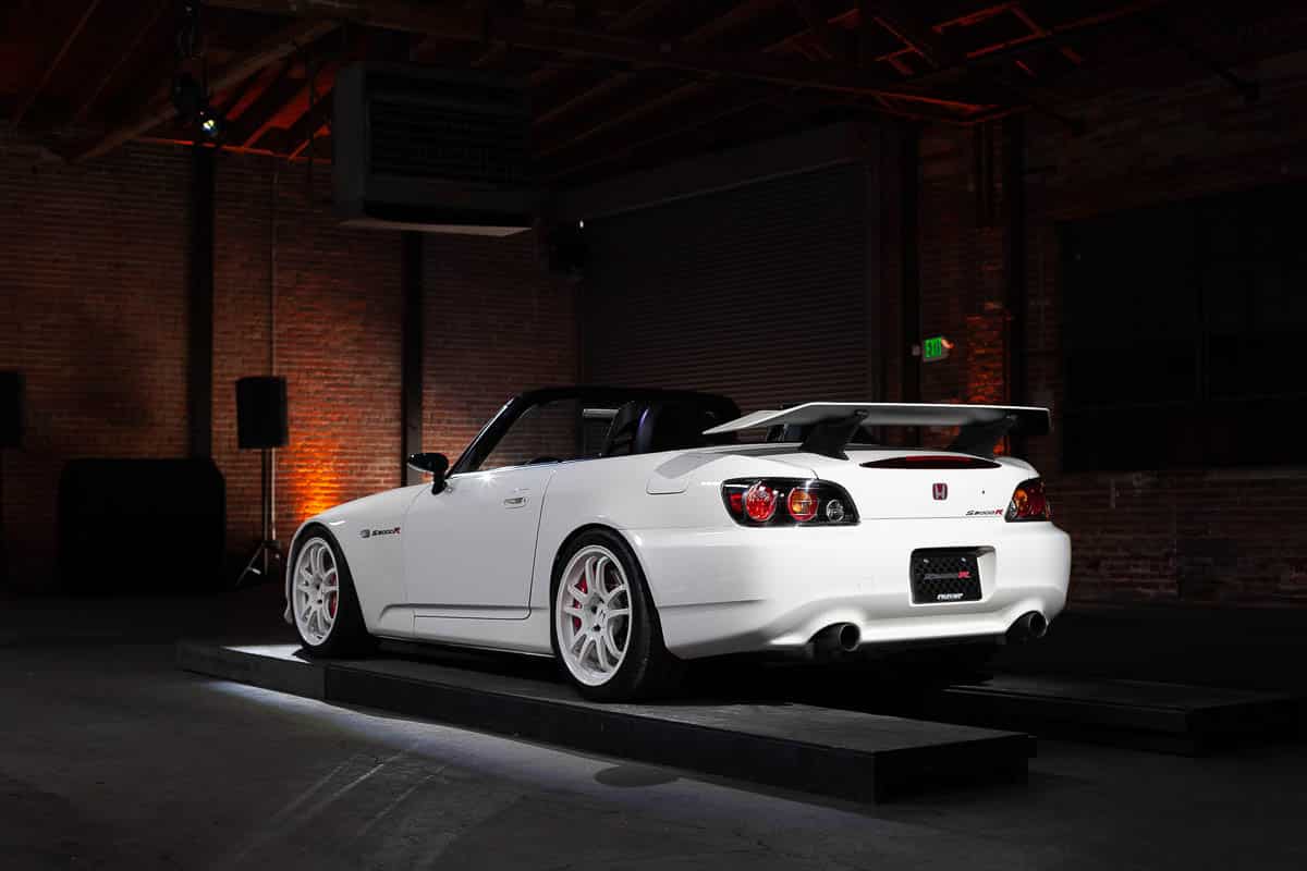 S2000R ENEOS White Honda rear view