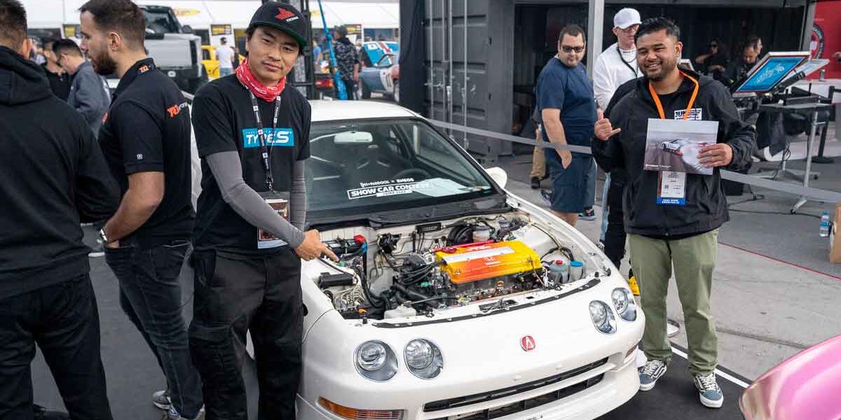 Alex Alfaro, winner of the 2022 ENEOS / Pit+Paddock SEMA Show Car Contest with Larry Chen