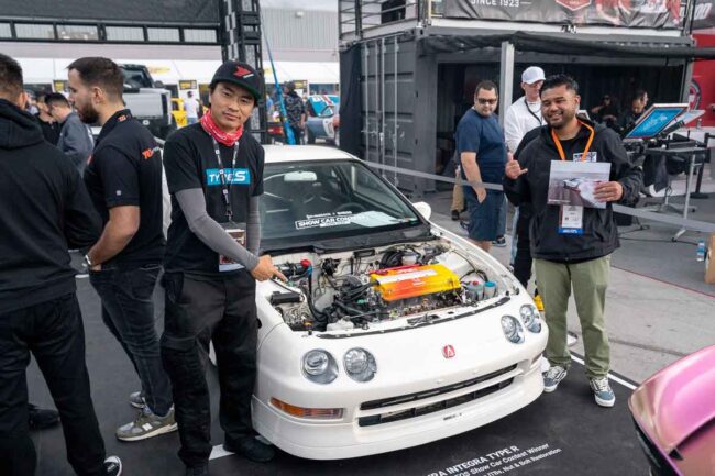 Alex Alfaro, winner of the 2022 ENEOS / Pit+Paddock SEMA Show Car Contest with Larry Chen