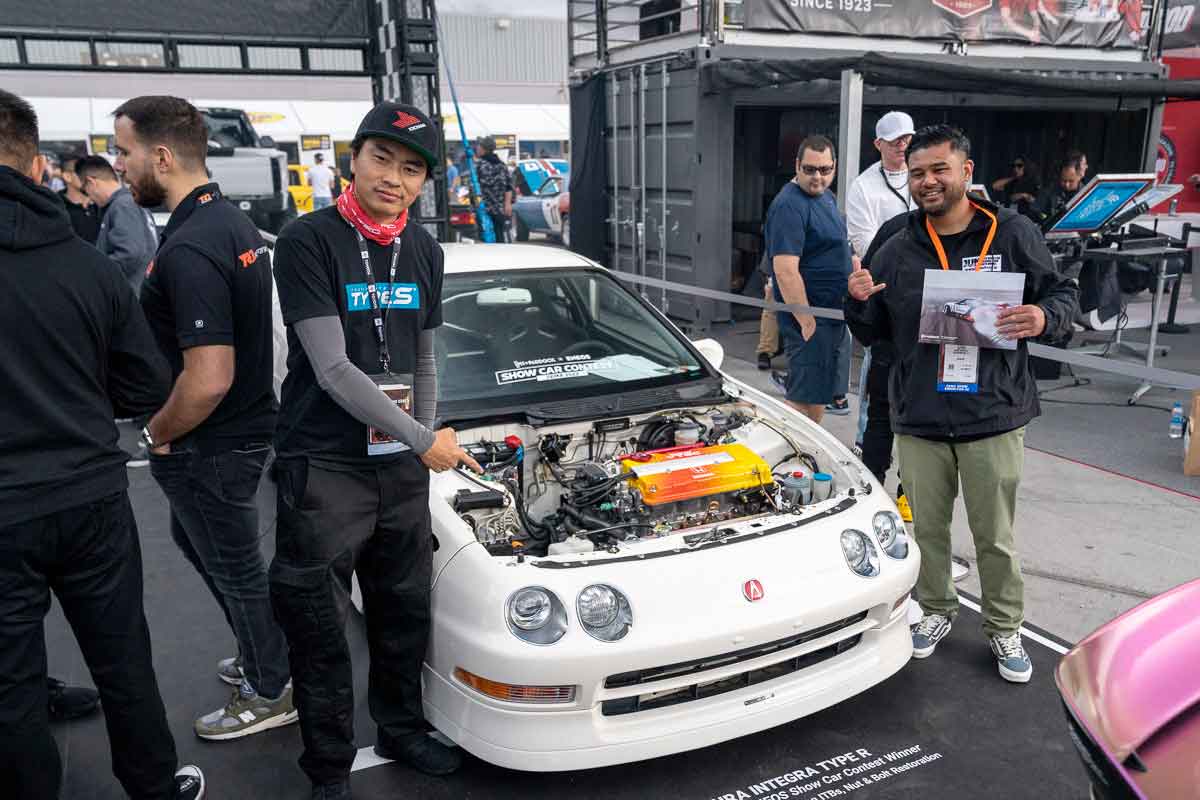 Alex Alfaro, winner of the 2022 ENEOS / Pit+Paddock SEMA Show Car Contest with Larry Chen