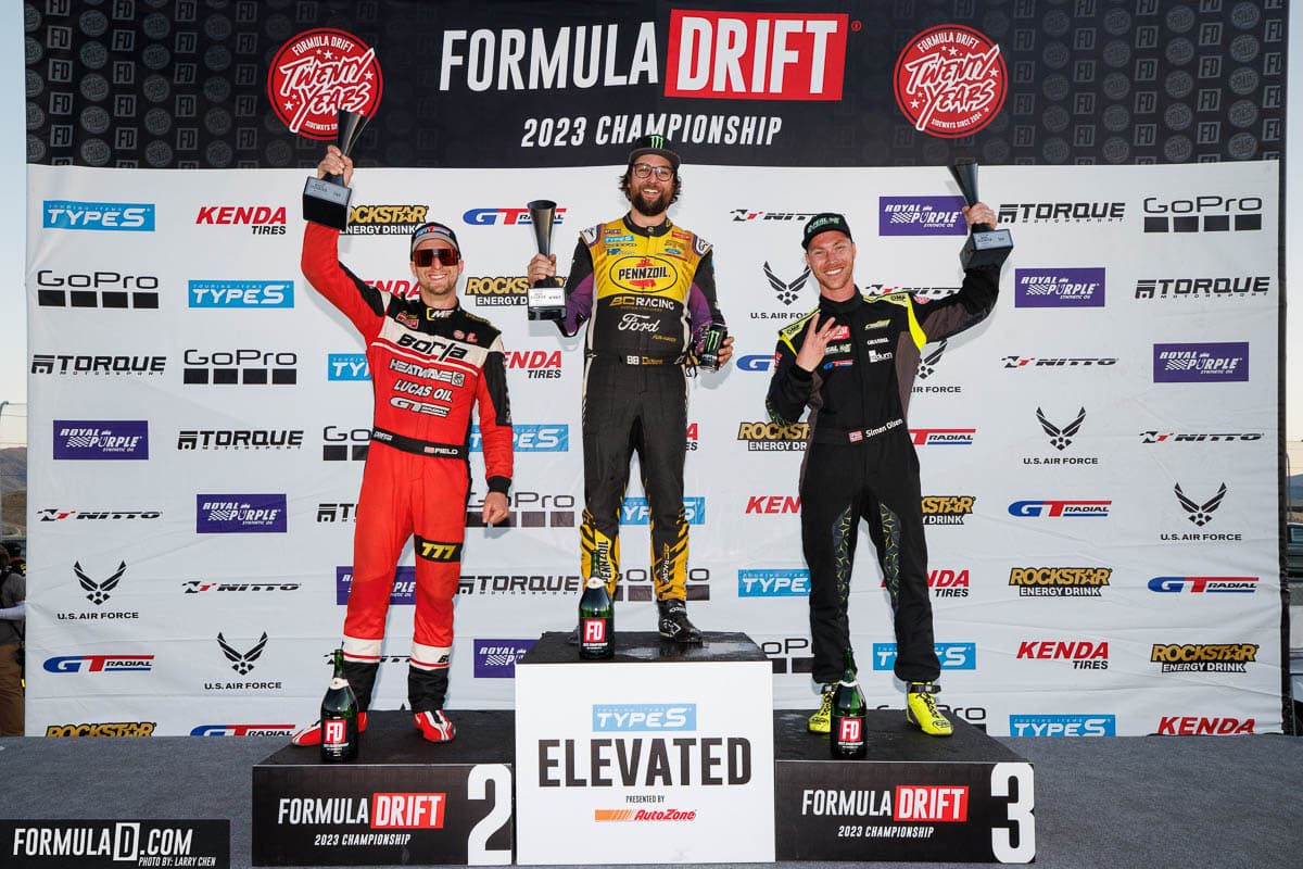 Simen Olsen takes third on the podium, 2023 Formula DRIFT Utah