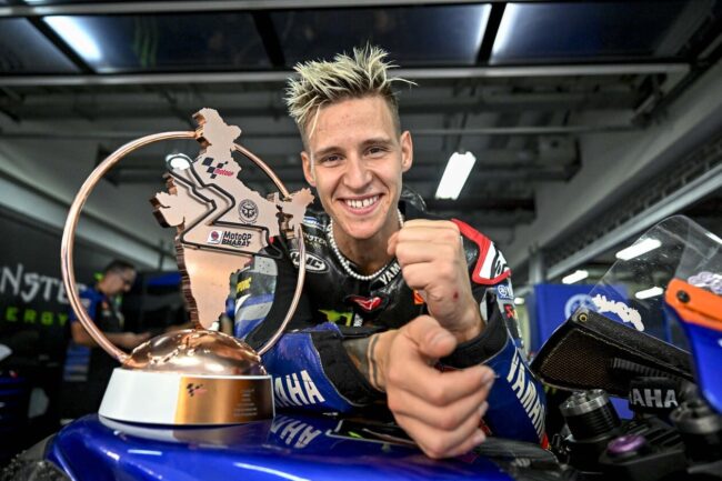 Fabio Quartararo, all smiles after finishing third at the 2023 Grand Prix of India