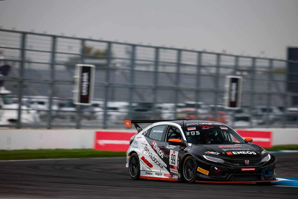 The Pit+Paddock Civic Type R TCX hugging the curves at Indy Motor Speedway