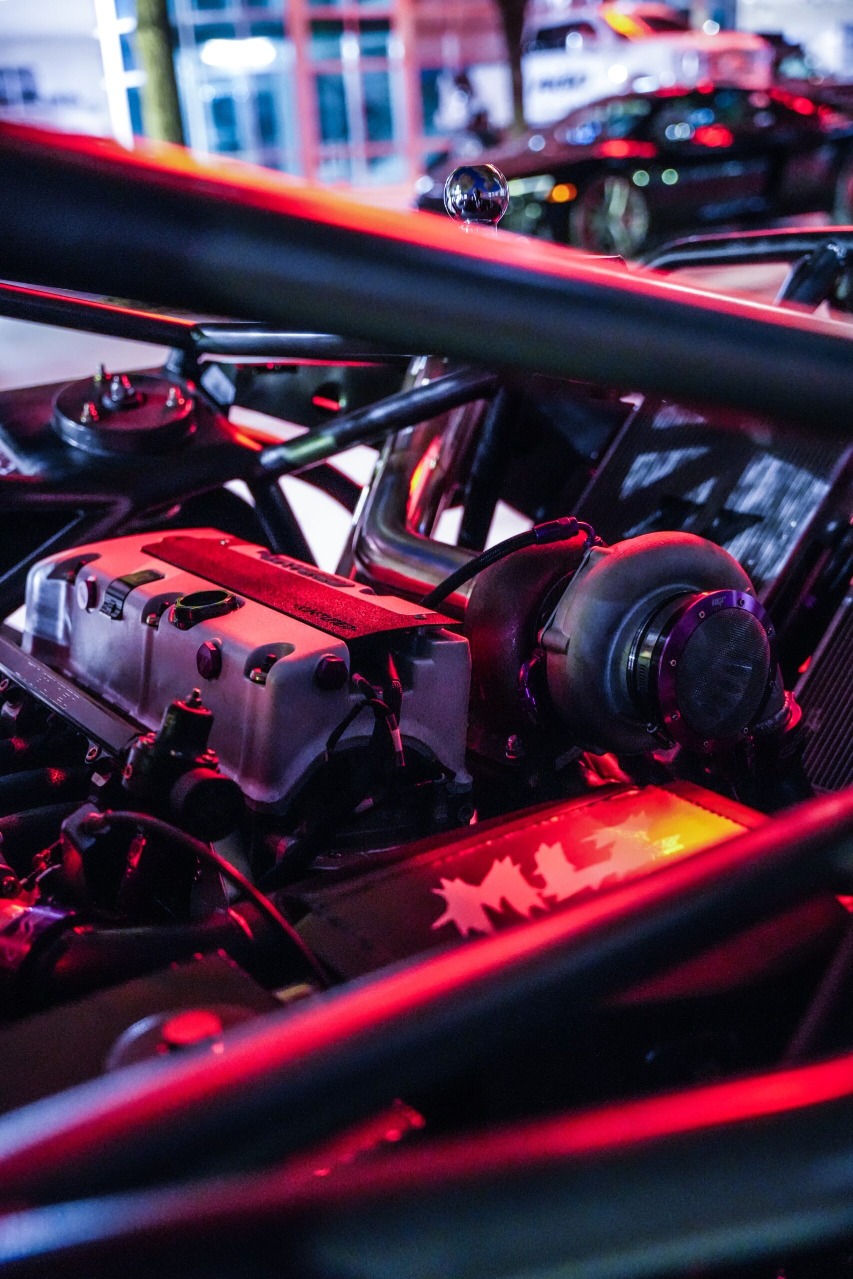 Mid-placement turbocharged K24 engine of Ashley Robinson's 350Z