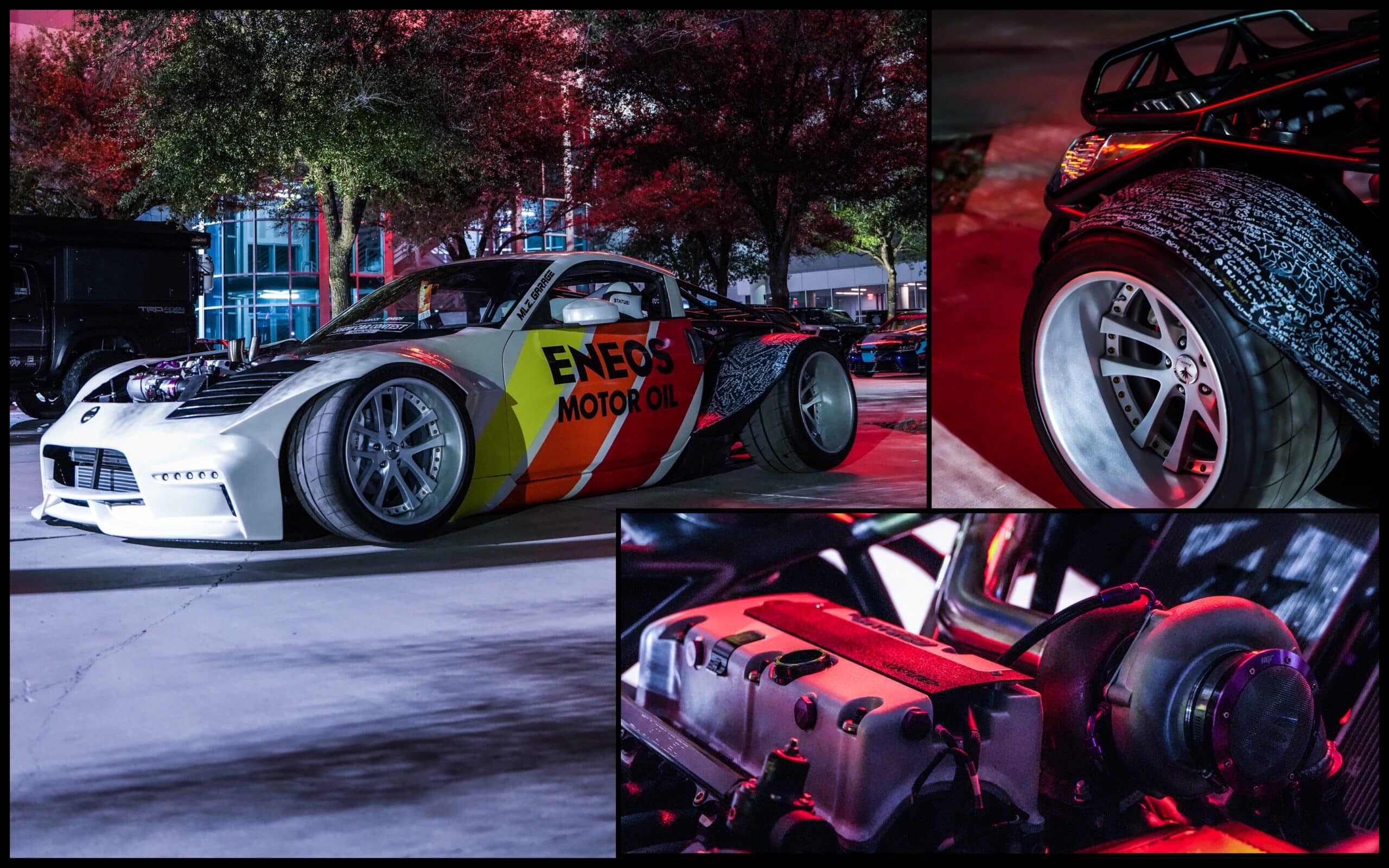 ENEOS Twin Engine Nissan 350Z Ashley Robinson's twin K24-powered 2003 Nissan 350Z, winner of the ENEOS x Pit+Paddock SEMA Show Car Contest 2023