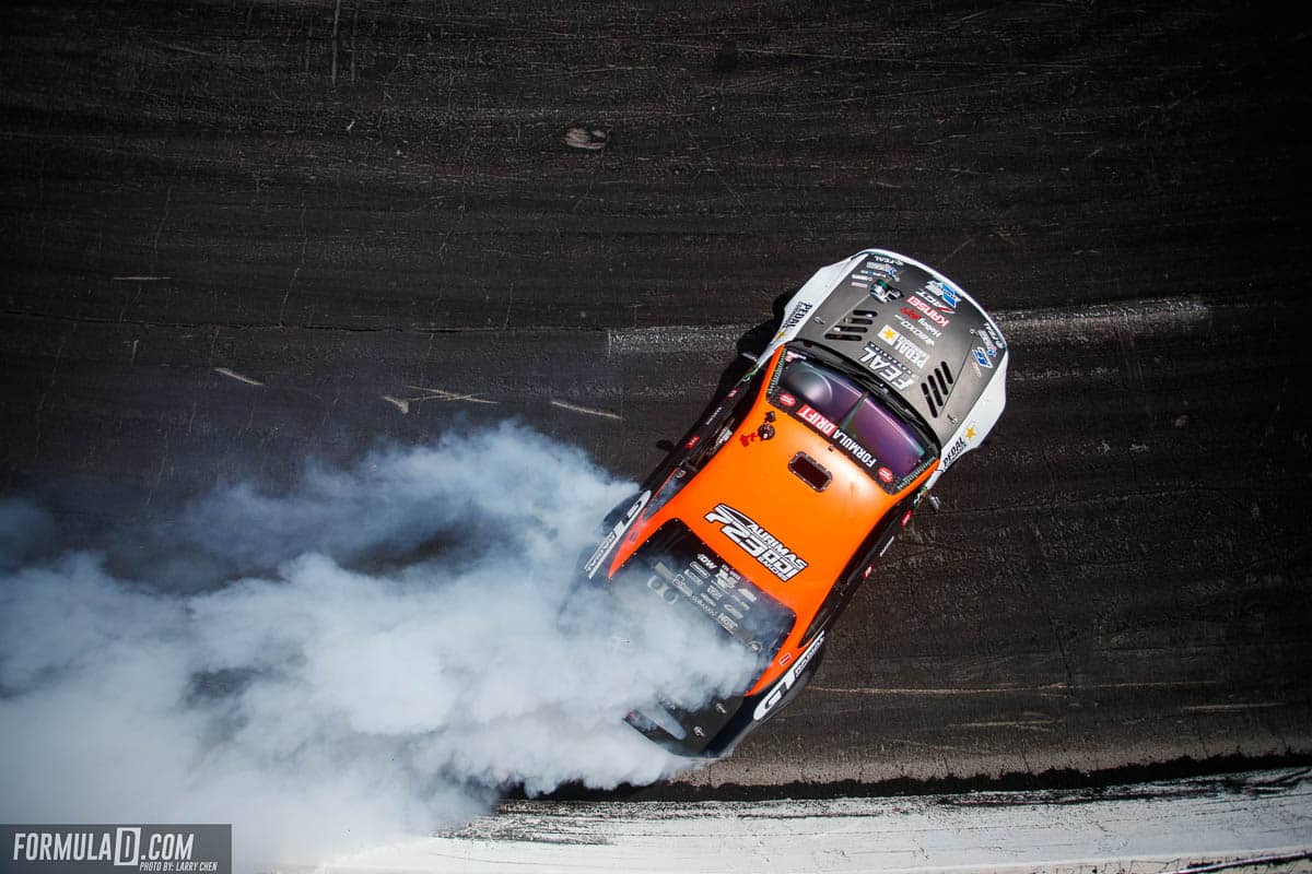 Bird’s eye view of the Feal Suspension / GT Radial Nissan S15.