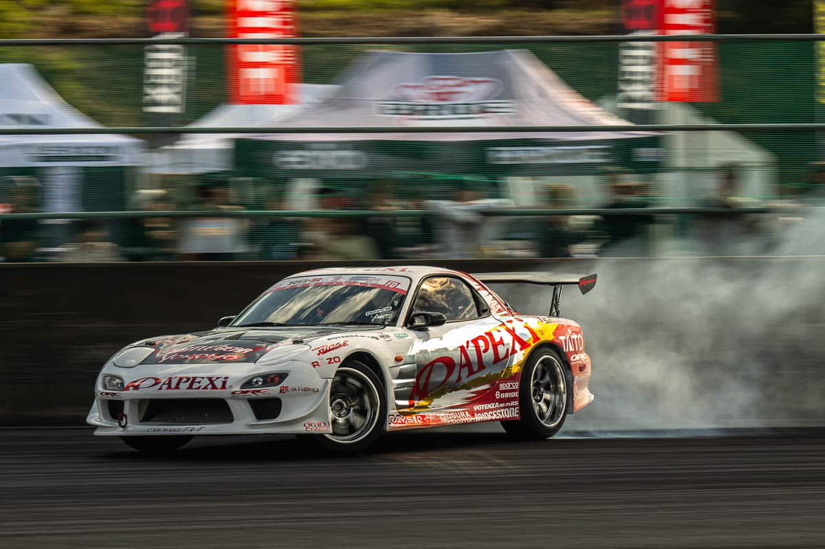 The legendary A’PEXi FD3S RX-7 piloted by Yoichi Imamura, virtually unmodified in 17 years, RSR Drift Festival 2023. The legendary A’PEXi FD3S RX-7 piloted by Yoichi Imamura, virtually unmodified in 17 years, RSR Drift Festival 2023.
