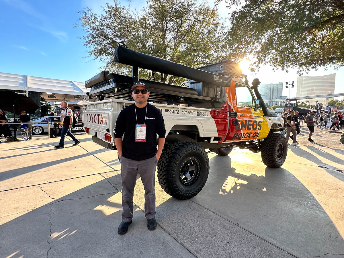 Steve Lam, owner of RPM Off-Road Garage, with his Land Cruiser 79 at the 2023 SEMA Show