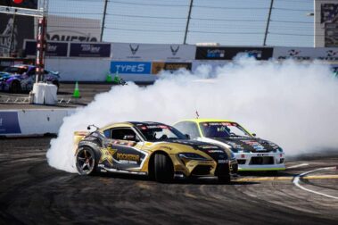 Aasbo battling Team ENEOS teammate Simen Olsen, Formula DRIFT St Louis 2023