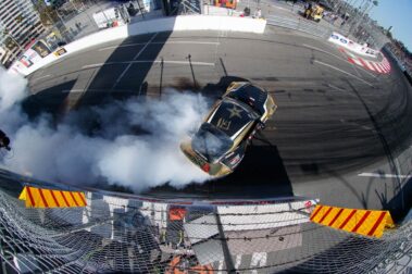 Overhead view of the Rockstar Energy Toyota GR Supra, Formula DRIFT Long Beach 2023