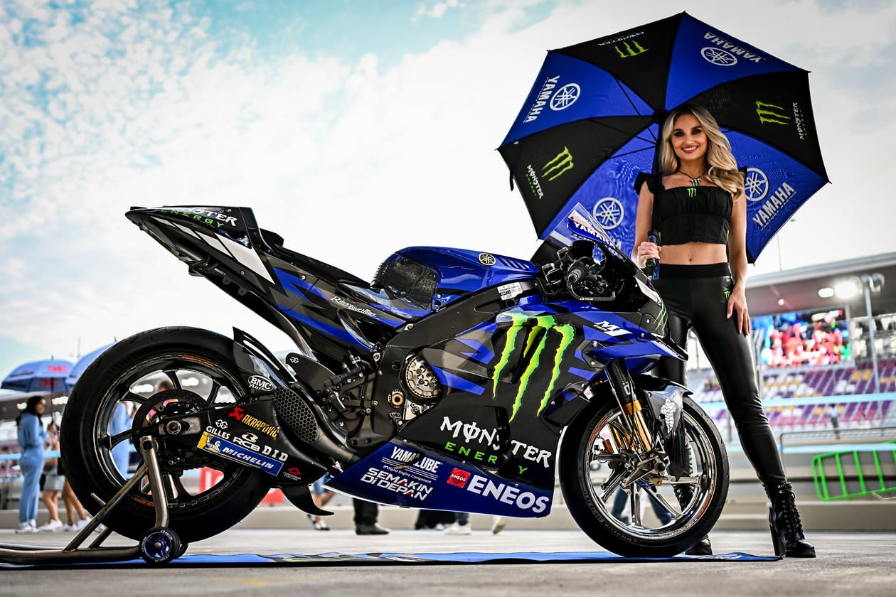 Monster Energy Yamaha MotoGP race queen with Morbidelli’s #21 YZR-M1, Qatar MotoGP 2023.
