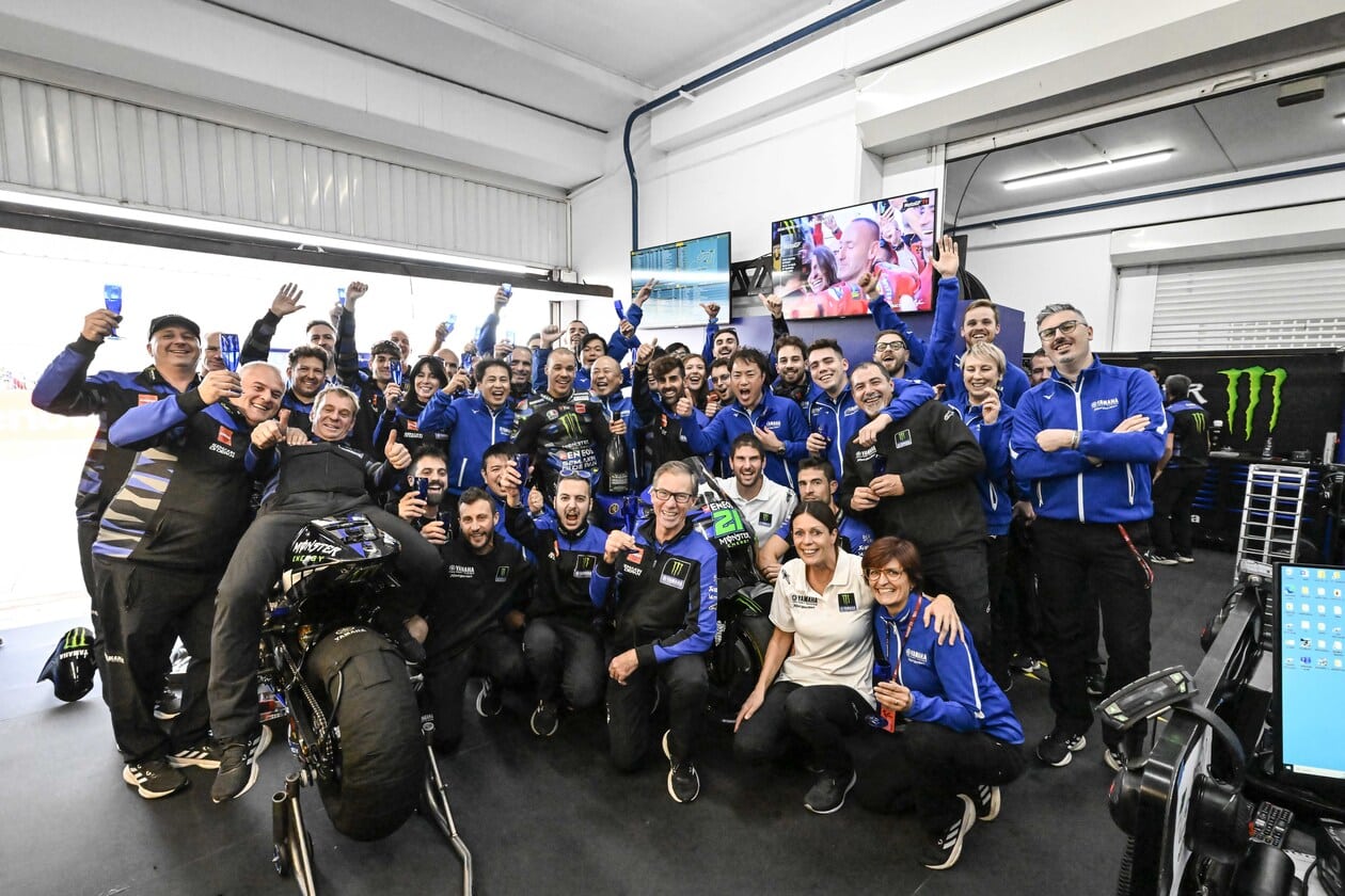 Franco Morbidelli celebrates his last race with team Monster Energy Yamaha MotoGP, Valencia MotoGP 2023
