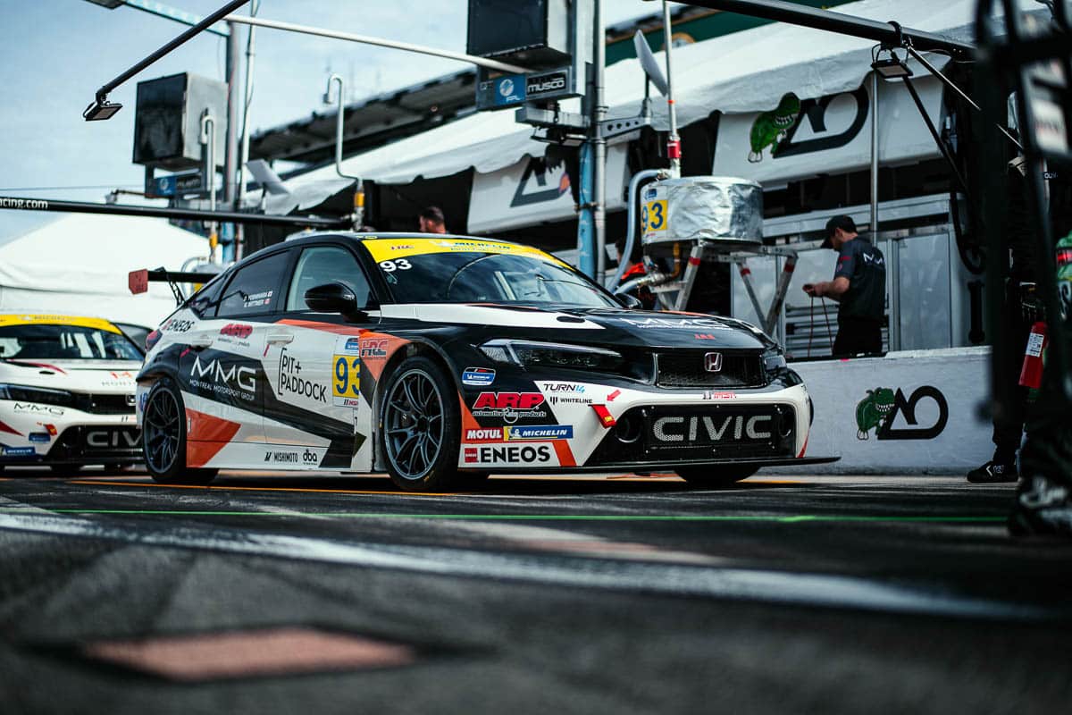 Pit+Paddock Civic Type R TCR ready for practice at 2024 IMSA Daytona International Speedway. Pit+Paddock Civic Type R TCR ready for practice at 2024 IMSA Daytona International Speedway.