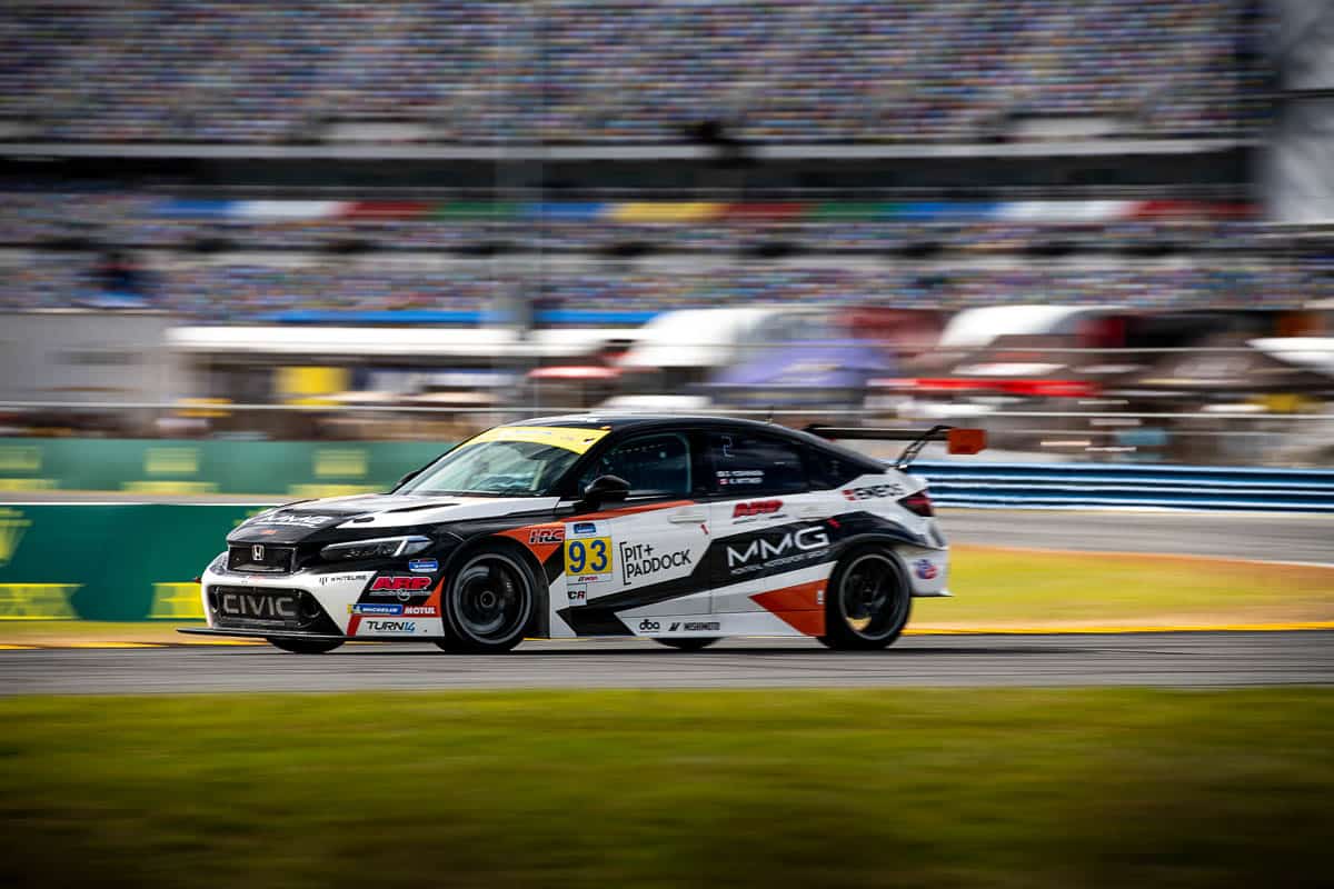 Pit+Paddock Civic Type R TCR during qualifying, 2024 IMSA Daytona International Speedway. Pit+Paddock Civic Type R TCR during qualifying, 2024 IMSA Daytona International Speedway.