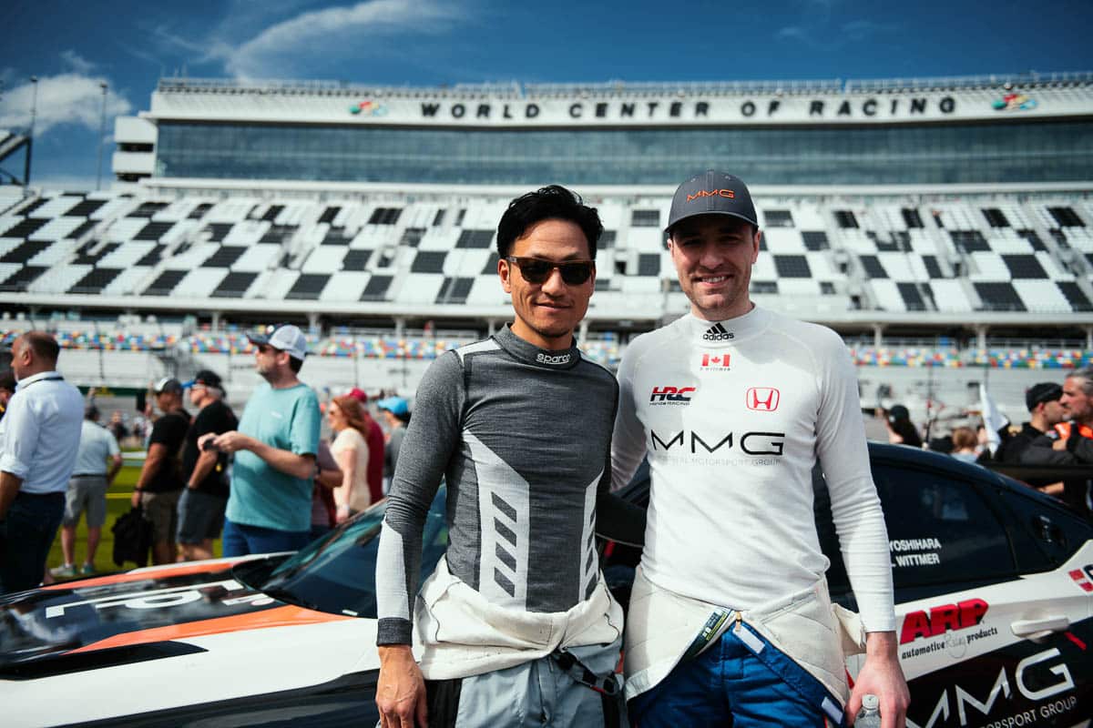 Dai Yoshihara with co-pilot Karl Wittmer, 2024 IMSA Daytona International Speedway. Dai Yoshihara with co-pilot Karl Wittmer, 2024 IMSA Daytona International Speedway.