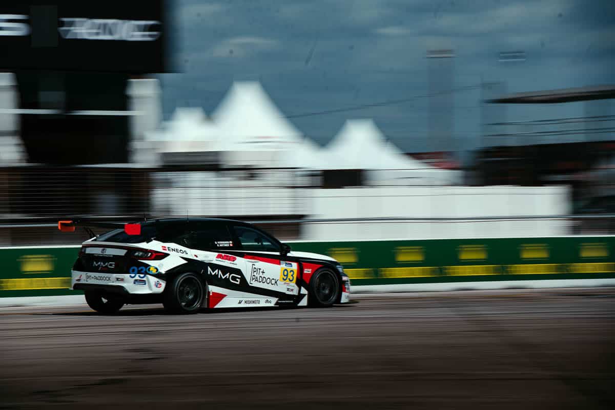 Pit+Paddock Civic Type R TCR during practice, 2024 IMSA Sebring, Michelin Pilot Challenge.