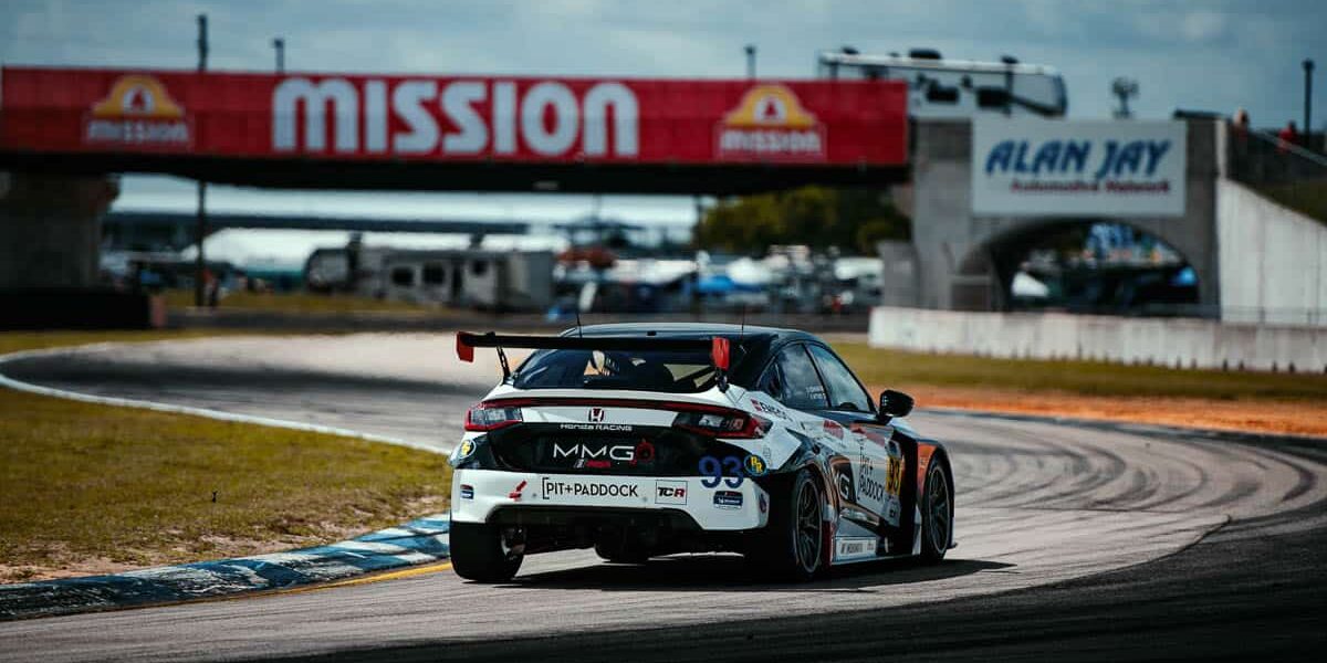 Dai Yoshihara and Montreal Motorsport Group during practice with the Pit+Paddock Civic Type R TCT, 2024 IMSA Sebring, Michelin Pilot Challenge