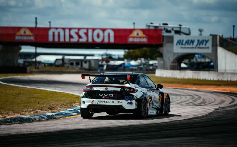 Dai Yoshihara and Montreal Motorsport Group during practice with the Pit+Paddock Civic Type R TCT, 2024 IMSA Sebring, Michelin Pilot Challenge