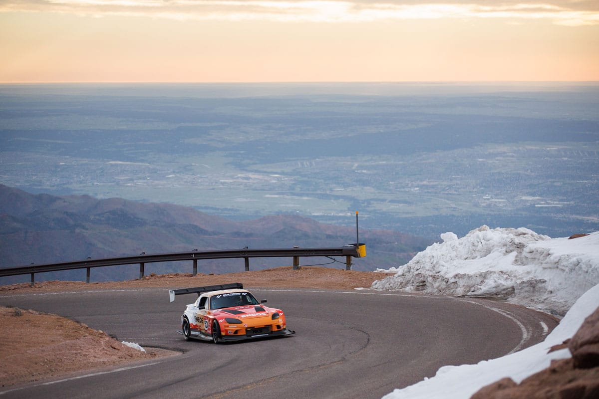 Evasive S2000RS during midweek practice at the 2023 Pikes Peak International Hill Climb. Evasive S2000RS during midweek practice at the 2023 Pikes Peak International Hill Climb.