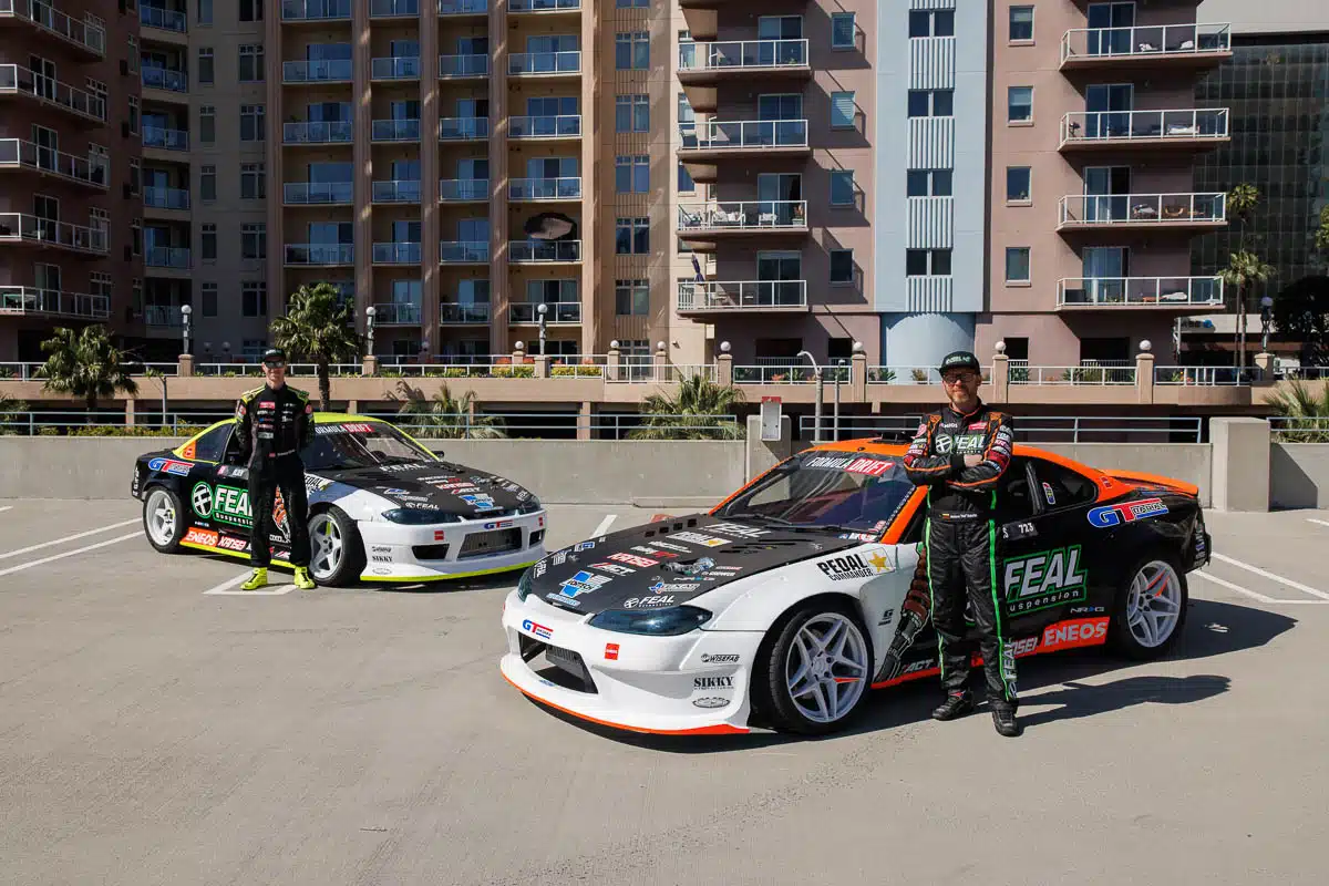 Feal Race Team: Simen Olsen (left) and Odi Bakchis (right), 2024 Formula DRIFT Long Beach