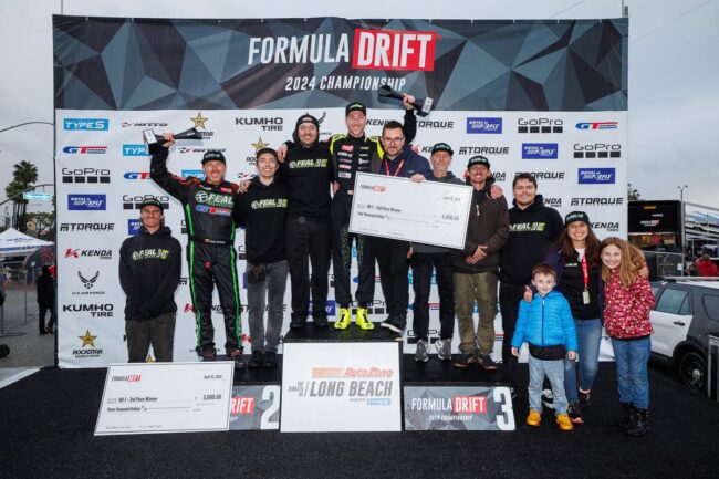 Feal Race Team finishes P2 and P3 at the 2024 Formula DRIFT PRO Championship opening round at the Streets of Long Beach.
