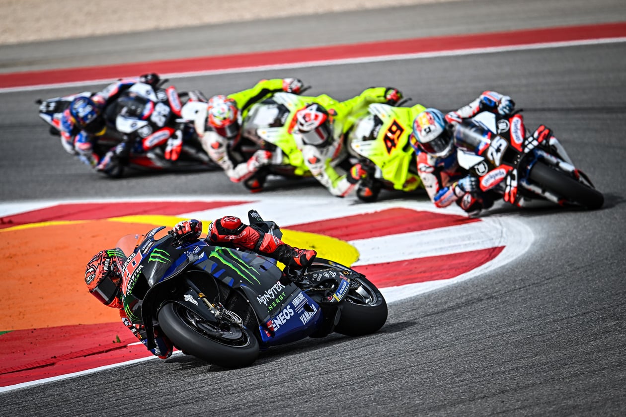 El Diablo leading the pack on the Monster Energy Yamaha MotoGP Yamaha YZR M-1, 2024 MotoGP Portugal