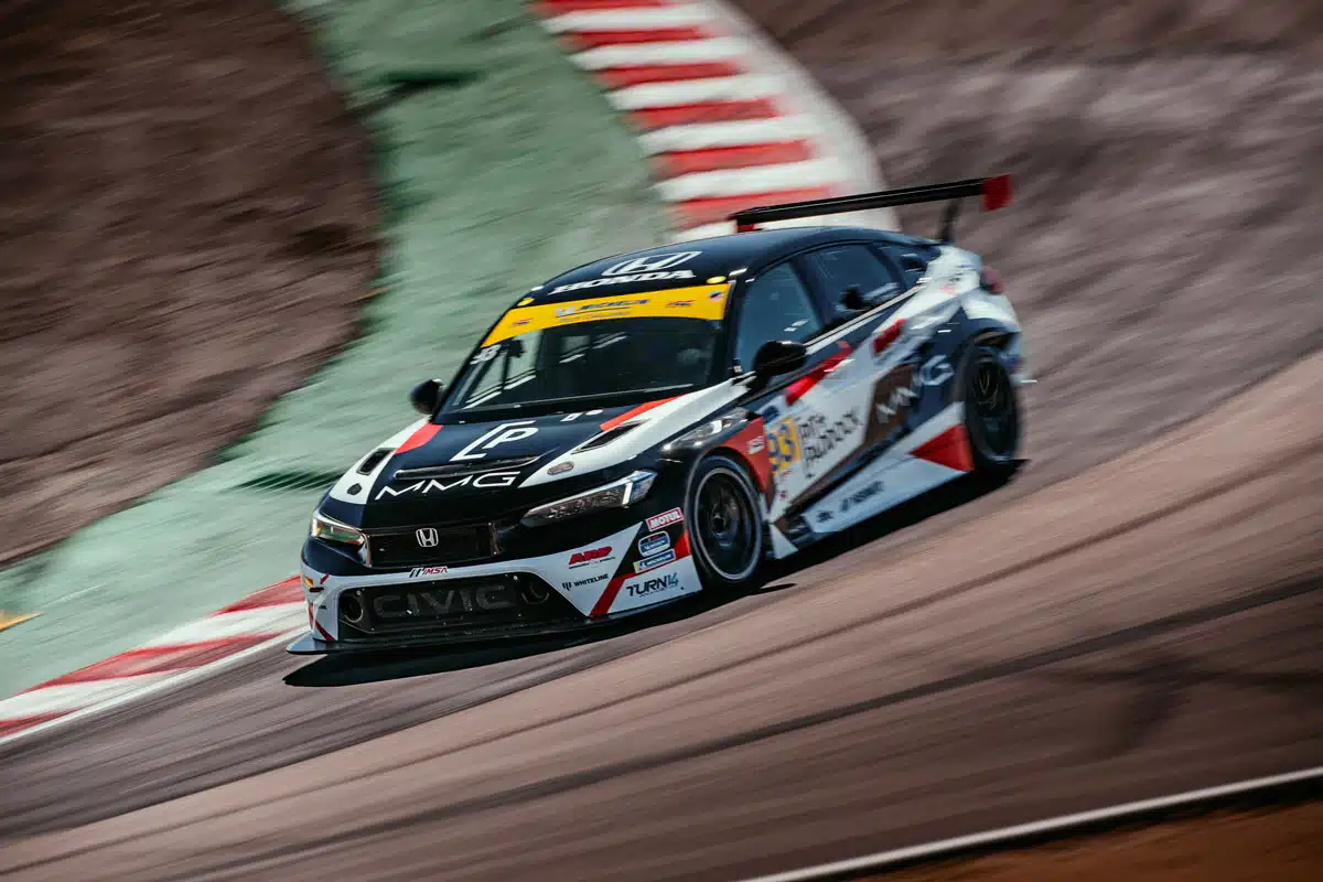 Pit+Paddock Civic Type R TCR blasting down the corkscrew at Laguna Seca, 2024 IMSA Michelin Pilot Challenge Pit+Paddock Civic Type R TCR blasting down the corkscrew at Laguna Seca, 2024 IMSA Michelin Pilot Challenge
