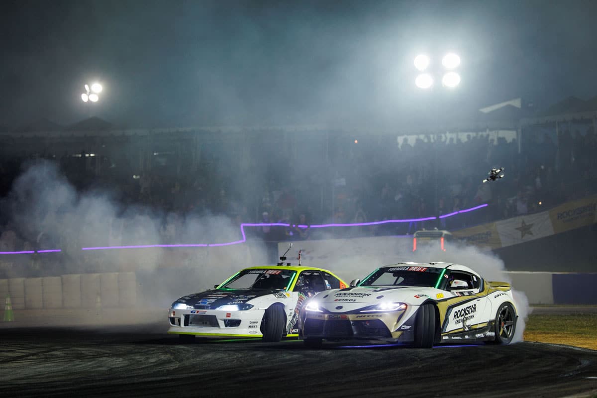 Aasbo versus Team ENEOS teammate, Simen Olsen, 2024 Formula DRIFT Road Atlanta