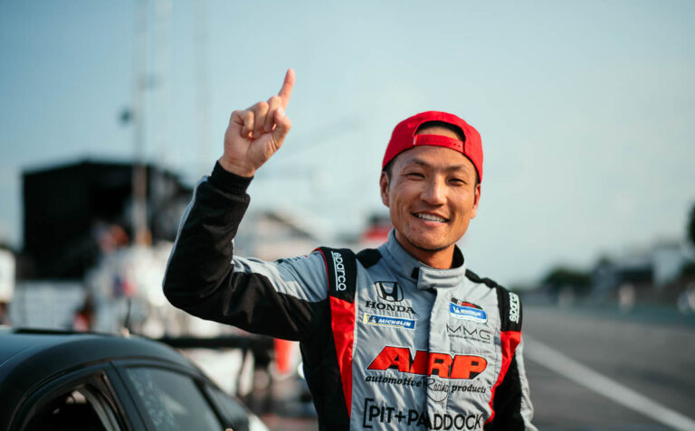 Yoshihara is all smiles after securing pole position, 2024 IMSA Michelin Pilot Challenge Road America