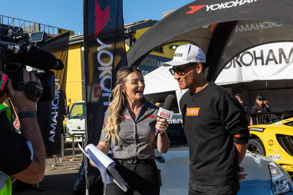 Dai being interviewed, 2024 World Time Attack Challenge Dai being interviewed, 2024 World Time Attack Challenge