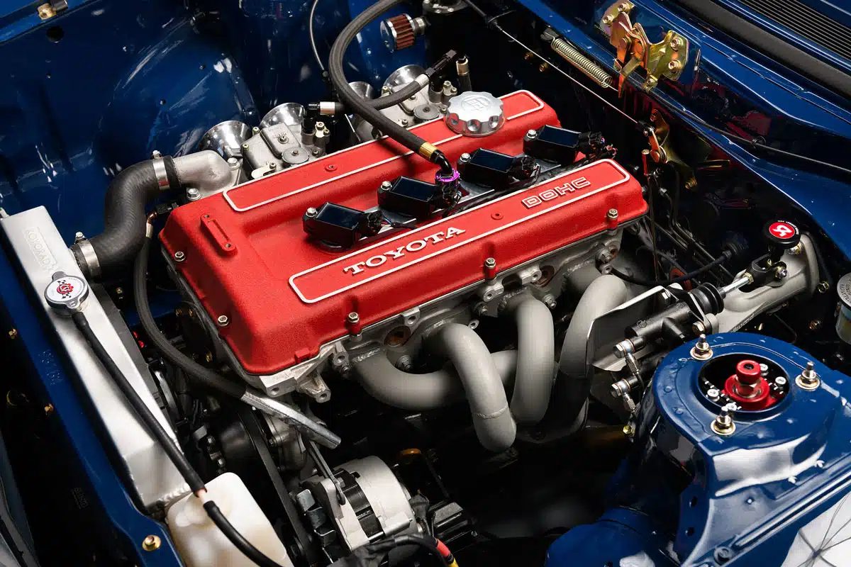 Stephan Papadakis’ 1972 Toyota Celica, 18R-G engine shot, 2024 SEMA Show Stephan Papadakis’ 1972 Toyota Celica, 18R-G engine shot, 2024 SEMA Show