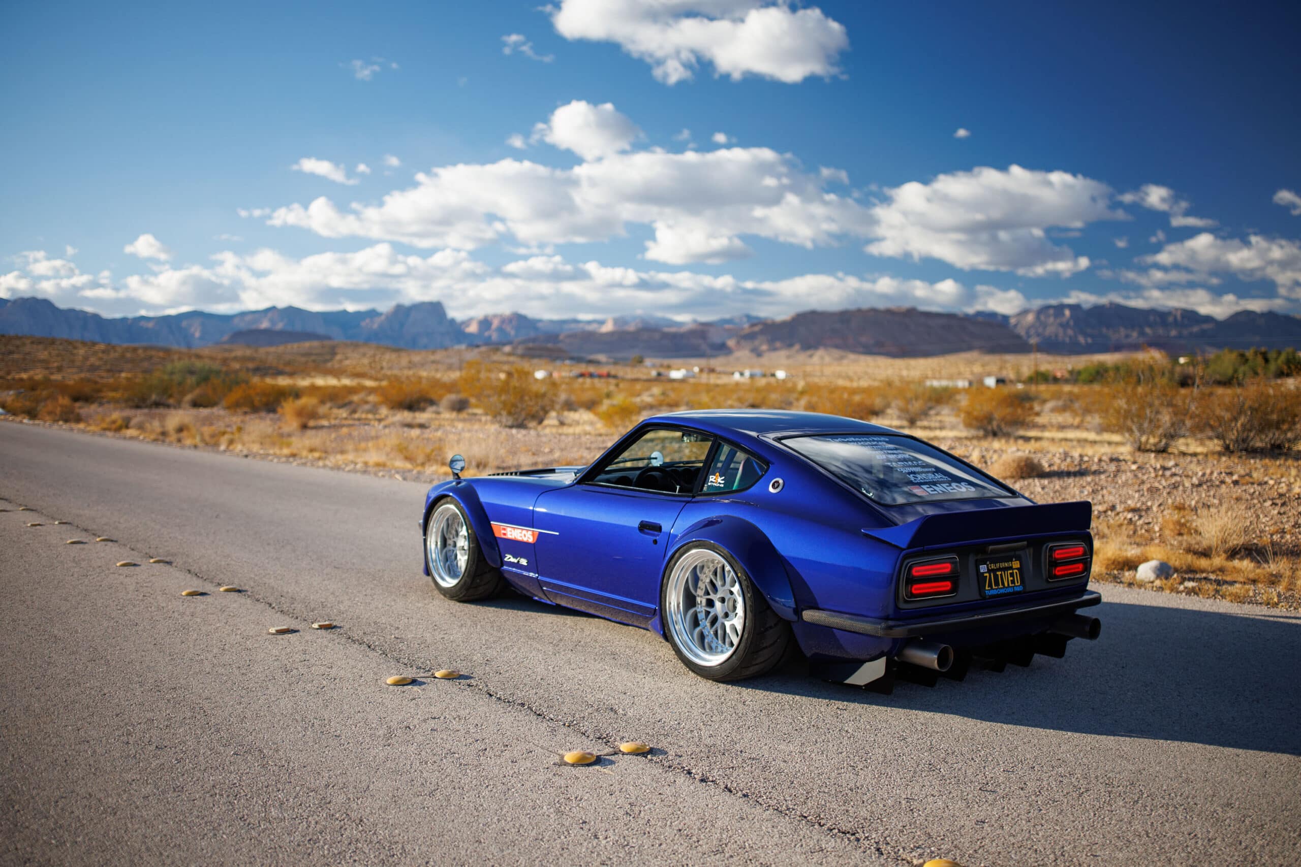 John Lau’s 1971 Datsun 240Z amongst the Las Vegas desertscape, 2024 SEMA Show John Lau’s 1971 Datsun 240Z amongst the Las Vegas desertscape, 2024 SEMA Show