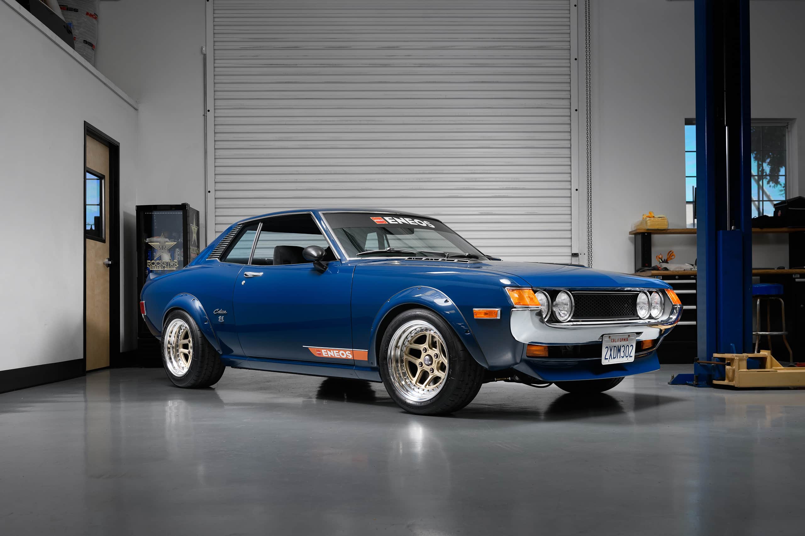 Stephan Papadakis’ 1972 Toyota Celica, front view, 2024 SEMA Show Stephan Papadakis’ 1972 Toyota Celica, front view, 2024 SEMA Show