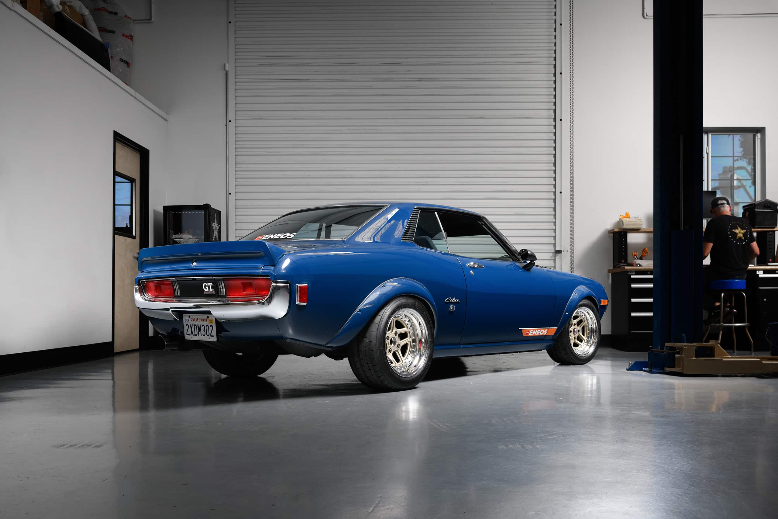 Stephan Papadakis’ 1972 Toyota Celica, rear view, 2024 SEMA Show Stephan Papadakis’ 1972 Toyota Celica, rear view, 2024 SEMA Show