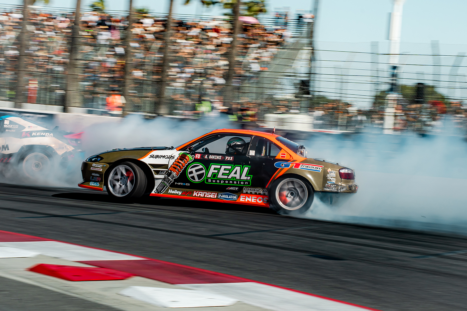 Bakchis piloting the Feal Suspension / GT Radial Nissan S14.9, 2025 Formula DRIFT Long Beach
