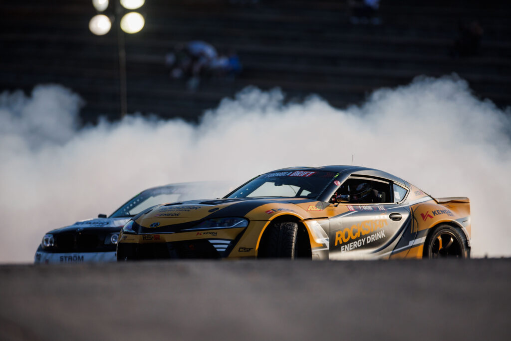 Aasbo during Thursday practice, 2025 Formula DRIFT Road Atlanta